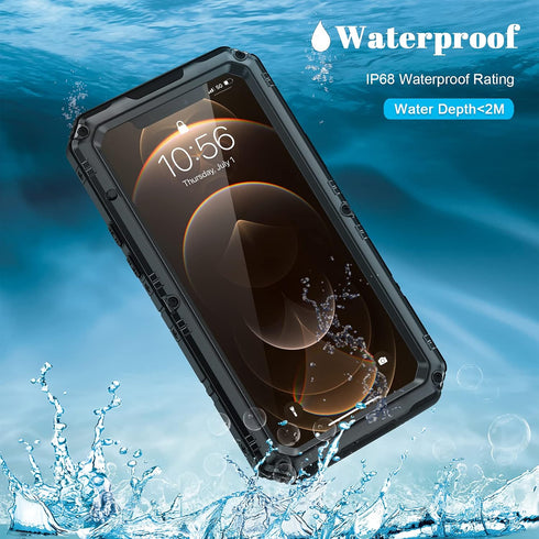seacosmo for iPhone 12 Pro Case, IP68 Waterproof Shockproof Dustproof Case with Built-in Screen Protector Full Body Protective Heavy Duty Metal Co...