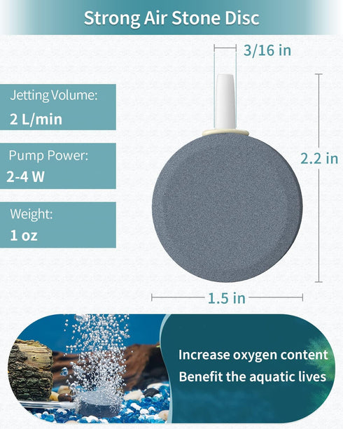 Pawfly Aquarium Air Stone Disc Bubbler 1.5 inch, Oxygen Diffuser Airstone for Nano Air Pumps Fish Tanks Buckets Small Ponds and DWC Reservoirs, 4 ...