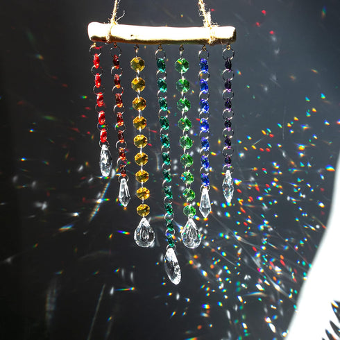 Hanging Crystal Prism Suncatcher Window Garden Decoration Ornament Rainbow Glass Beads Chain Pendant Crystal Wind Chimes...