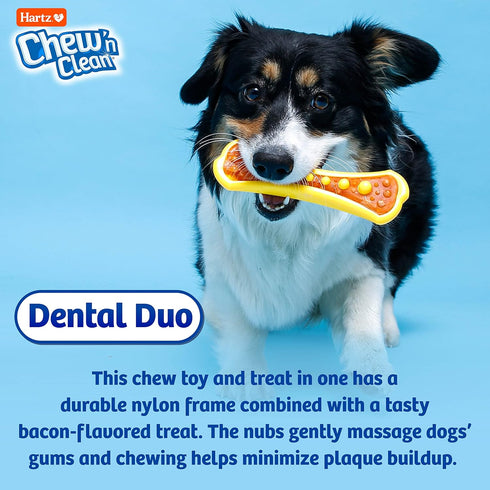 Hartz Chew 'n Clean Dental Duo Dog Treat & Chew Toy, Color Varies, Medium, 3 Pack...