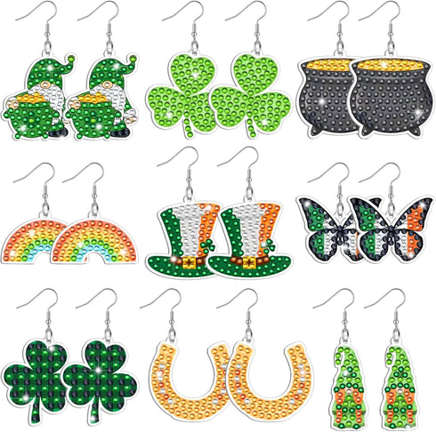 Huquary 9 Pairs Halloween Diamond Painting Earrings Making Kit with Tools 5D Dangle Drop Diamond Art Earring Kit Jewelry Making Kits for Adults Wo...