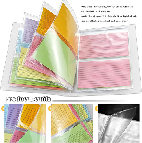 3 Pack 3 x 5 Index Cards Holders, Holds 240 Pieces Cards, Organizer Pouches Book Binder for Note Cards, Study Cards and Recipe Cards...