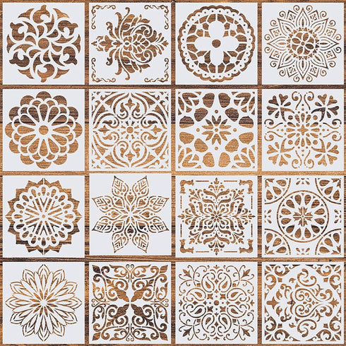 16Pcs (6 x 6 Inch) Reusable Stencils, Mandala Stencils Mandala Dot Painting Templates Stencil for DIY Painting Art Scrapbook...
