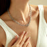18K Gold Chunky Chain Necklace for Women Thick Cuban Curb Chain Green Gemstone Pendant Toggle Necklace Dainty Layering Gold Chain Trendy Jewelry G...