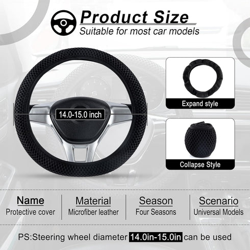 Elastic Stretch Steering Wheel Cover, Universal Interior Accessories Steering Wheel Cover for Women & Men, Breathable Microfiber Ice Silk, Anti-Sl...