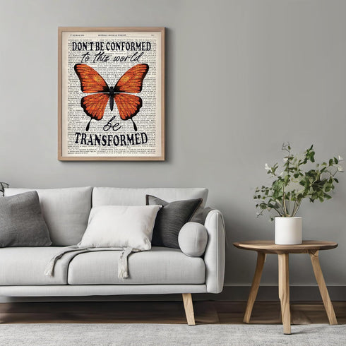 Posterizer 1 pcs-Butterfly Print-Don't be Conformed, be Transformed-Motivational Inspirational Art for Animal Lovers-Gift for book lovers-Living ...