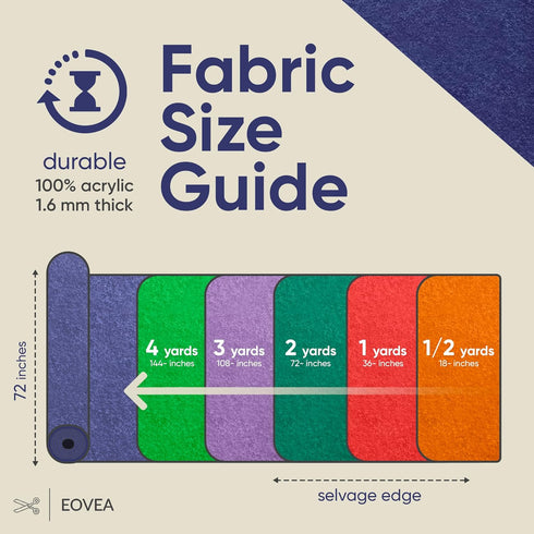 Acrylic Felt Fabric by The Yard-72" Inch Wide -1.6mm Thick Felt Fabric | Non-Stiff Soft Craft Felt Supplies for DIY Arts & Craft, Sewing, Patchwor...