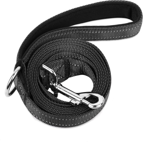 Double-Sided Reflective Nylon Dog Leash, 4 FT/5 FT/6 FT, Soft Padded Handle Heavy Duty Dogs Leashes with D Ring for Medium and Large Dogs Walking/...
