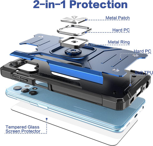 for Galaxy A32 5G Case with Screen Protector,Shockproof Drop Test Slim Fit Case with Car Mount Kickstand Lightweight Protective Cover for Galaxy A...