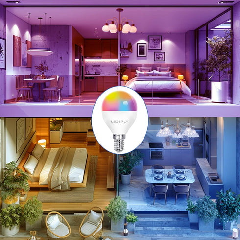A15 LED Smart Bulb, 5W=40W,Compatible with Alexa, Google Assistant, E12 Base, Dimmable, 2.4G WiFi ONLY, RGB Color Changing, Tunable White 2700K-65...