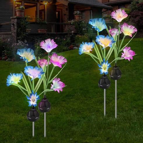 Solar Garden Flower Lights?LED Solar Powered Stake Landscape Lights?Outdoor Waterproof Decorative Lights for Yard,Patio,Lawn,Pathway Decoration (2...