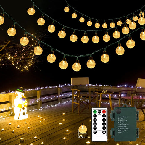 GCMacau Outdoor String Lights, Battery Operated String Lights Indoor 39ft 80LED Small Globe Fairy Lights Waterproof with Remote, 8 Modes, for Camp...