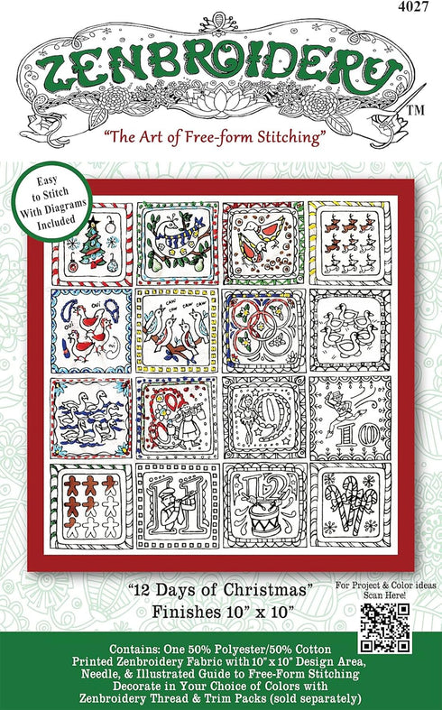 Tobin 12 Days Stamped Zenbroidery Kit, Multi-Colour......