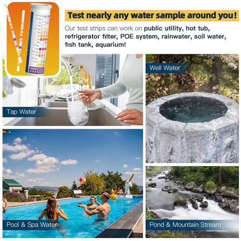16 in 1 Home Water Testing Kits for Drinking Water -150 Strips for Swimming Pool, Aquarium, Spa, Tap, Well Water - Testing for pH, Lead, Hardness,...