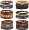 MILAKOO 26Pcs Black&Brown Braided Leather Bracelet for Men Women Cuff Beaded Bracelet Adjustable...