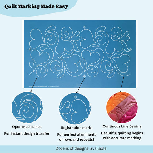 Splash of Love - Edge to Edge Stencil, Continuous Line Template for Free Motion Quilting, Domestic Machine Quilting, Hand Quilting, Long-Arm Quilt...