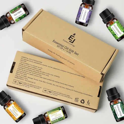Earnest Living Tea Tree Oil Peppermint Oil Lavender Oil Essential Oil Set for Diffusers for Home Oil Diffuser Essential Oils Eucalyptus Essential ...