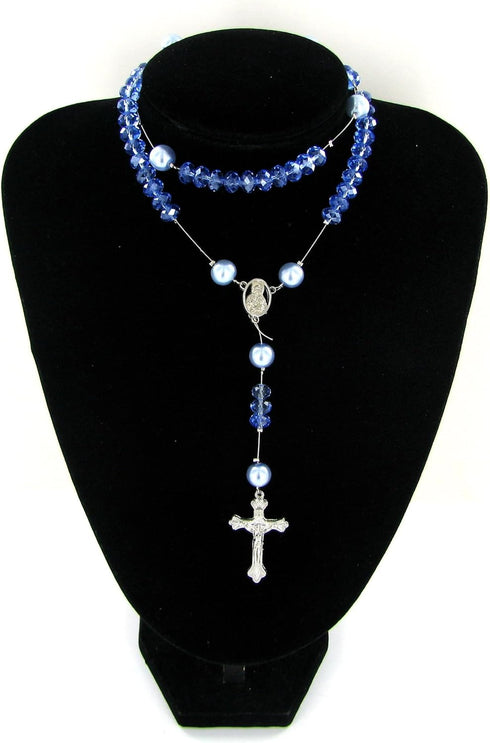 Linpeng Sky Blue Glass Crystal Pearl Beads Rosary Jewerly Kit, Rosary Making Supplies, Gift for Beader, 1 Pack...