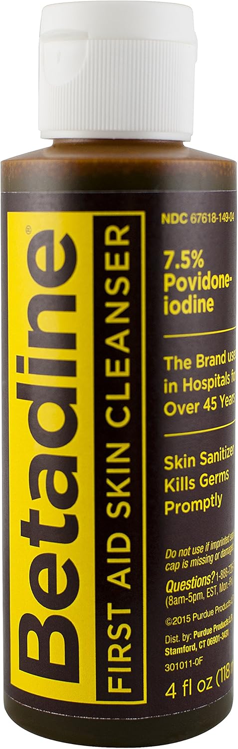 Betadine Skin Cleanser, 4 Ounces, Antiseptic Hand Wash...