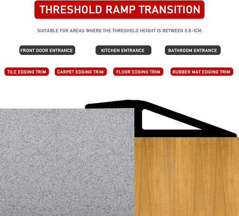 3.4ft Floor & Carpet Threshold Transition Strip, Overlap Edge Reducer,Edging Trim for Doorway Flooring Mats and Tiles,Beveled Edge Ramp Edge Guard...