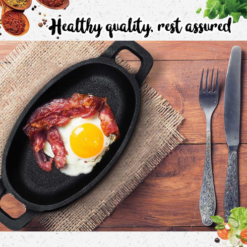 Uiifan 1 Piece Mini Cast Iron Skillet 6 x 3.8'' Small Oval Skillets Cast Iron Cookware Set 8 oz Single Serve Dish Pans Mini Casserole Dish for Bak...