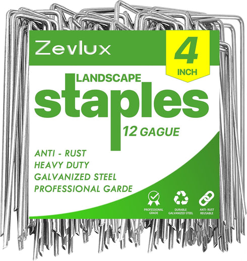 Landscape Staples Galvanized Garden Stakes, Heavy Duty Garden Pins for Fences, Lawns, Weed Barriers and Landscape Fabrics, Netting, Irrigation Hos...