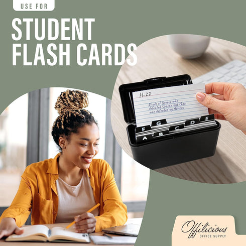 25 Black Index Card Dividers 3x5" - Large Index Cards for Index Card Box, Index Card Organizer, Index Cards Holder - Alphabetical File Dividers, R...