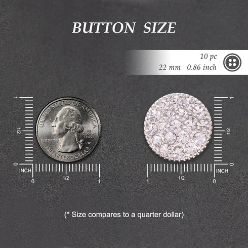 Jerler 10 Pcs Sliver Rhinestone Buttons Crystal Embellishments Sew on Clothing Buttons...