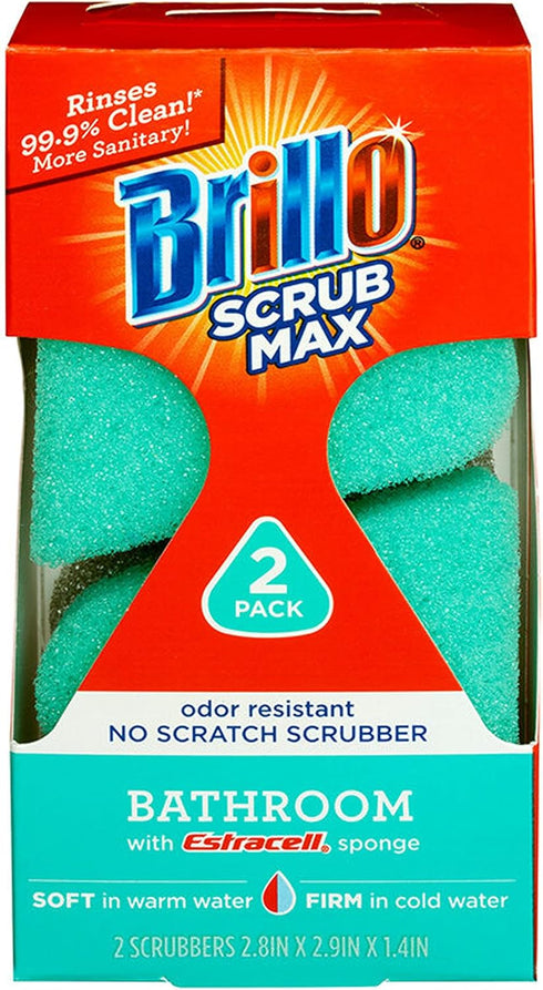 Brillo Scrub Max Heat Activated Sponges, Strong & Long Lasting, Innovative Technology, 2 Count (2 Count (Pack of 1), Bathroom)...