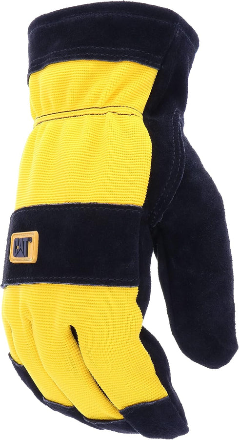 Cat® CAT012222L Split Leather Palm Gloves – Yellow, Large, Boss Therm Synthetic Lined Gloves with Spandex Back...