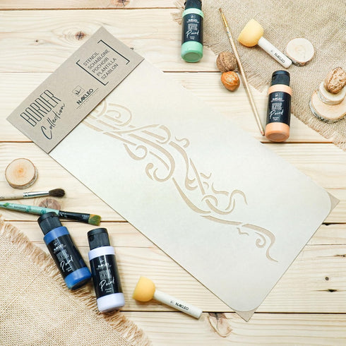 Border Reusable Plastic Wall Stencil // ART NOUVEAU ORNAMENT #2 // Art Craft Mylar Template (8,2"x15,7")...