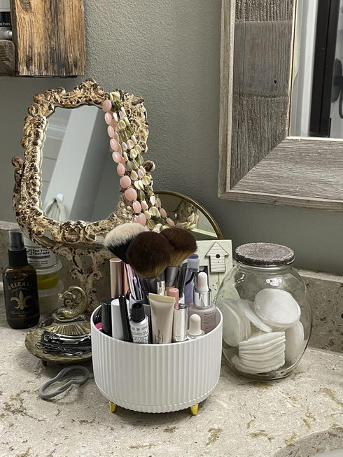 funest Makeup Brush Holder Organizer,360° Rotating Pencil Pen Holder Cup,Desk Accessories,5 Slot Make up Brushes Cup,for Storage Stand for Cosmeti...