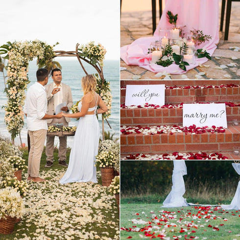Attmu 3200 Pcs Artificial Rose Petals Valentines Day Decorations for The Home, Fake Rose Flower Petals for Wedding, Party (Ivory)...