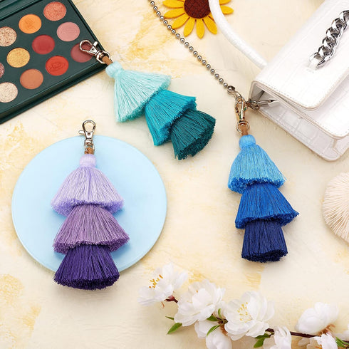 3Pcs Handmade Bohemian Tassel Keychain Colorful Boho Keychain Personalized Bag Charm Tassel Keychain for Women...