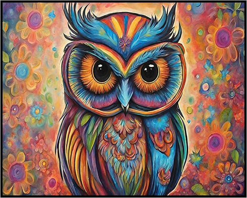 Posterizer 1 pcs- psychedelic funky hippie colorful owl print 4-Fantasy & Fiction Art-Retro Art- Living Room Bedroom Decor- unframed wall art...