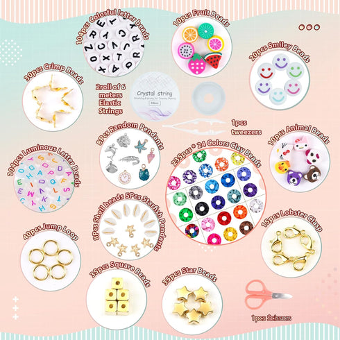 FZIIVQU 6100Pcs Clay Beads Bracelet Making Kit for Girls 24 Colors Friendship Bracelet Beads Kit with Letter Beads Polymer Heishi Bead for Jewelry...