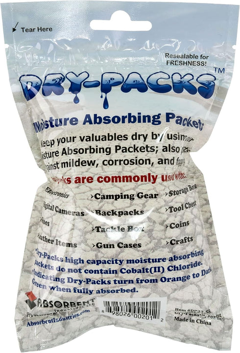 Dry-Packs Moisture Absorbing Silica Gel Indicating 1 Ounce Packets (5-Pack) - ?DP33-5R...