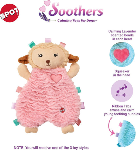 SPOT Soothers- Tabbie Lambie Dog Toy-Separation Anxiety Toys for Dogs, Stuffing Free, Scented with Calming Lavender Fragrance Beads to Safely Calm...