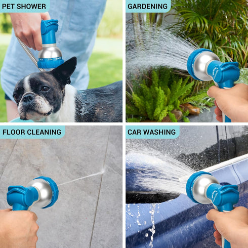 TheFitLife Garden Hose Nozzle Sprayer - Integrated Water Nozzle with 8 Adjustable Watering Patterns, Leak Proof, Water-saving, Anti-slip, Easy Con...