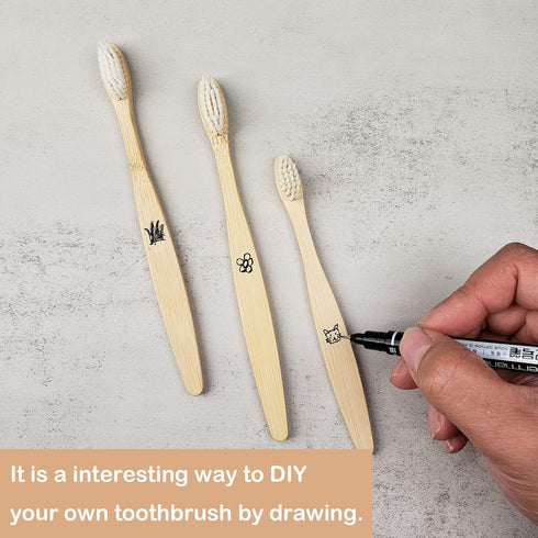 2 PCS Bamboo Toothbrushes Soft Bristles Wooden Toothbrushes for Adult, Natural Biodegradable BPA Free Eco Friendly Toothbrushes Black...