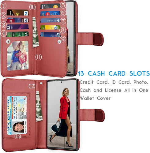 Galaxy Note 20 Ultra Case, Note 20 Ultra 5G Wallet Case, Luxury Cash Credit Card Slots Holder Carrying Flip PU Leather Cover [Detachable Magnetic ...
