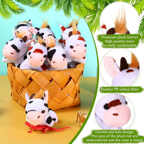 Stuffed Cows, 12 Pieces Assorted Toy Figures, Plush Animals for Holiday Back to School Party Favors, 3.2 x 3 Inch...