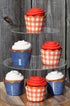 Picnic Cupcake Wrappers for BBQ Party supplies, Birthday Parties, Anniversary Celebrations, Baby Q Cookouts. Set of 24 Reversible red gingham to D...