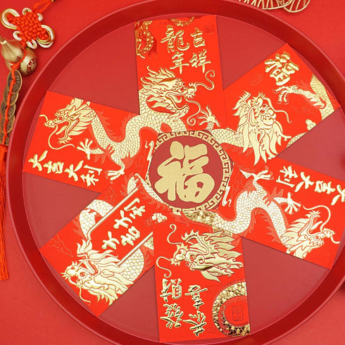 Red Envelopes Chinese New Year of The Dragon 2024,??,Lucky Money Envelopes for Lunar New Year, Hongbao with 6 Gold Embossed Patterns 36Pcs Medium...