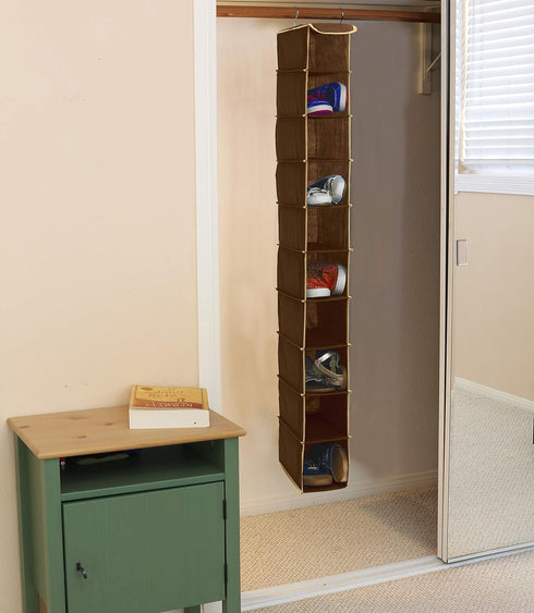 Simple Houseware 10 Shelves Hanging Shoes Organizer Holder for Closet, Brown...