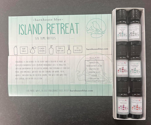 Island Retreat Gift Set of 6 Premium Fragrance Oils - Barrier Reef, Mountain Meets The Ocean, Beautiful Day, Caribbean Escape, Honolulu Sun, Merma...