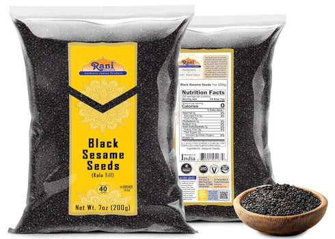 Rani Sesame Seeds Whole Black, Raw (Kala Till) 7oz (200g) ~ All Natural | Gluten Friendly | NON-GMO | Vegan | Indian Origin...