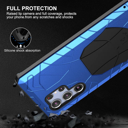 Foluu Galaxy S22 Ultra Case, Galaxy S22 Ultra Metal Phone Case, Aluminum Metal Shockproof Bumper Frame Case Soft Rubber Silicone Military Heavy Du...