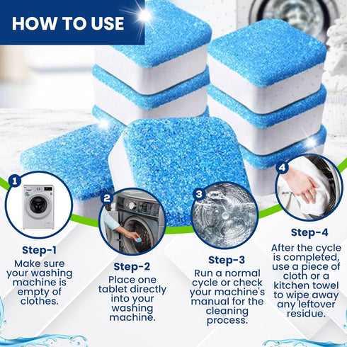 True Fresh Washing Machine Cleaner Tablets 25-Pack - Deep Cleaning Washer cleaner Tablets for Top loader, front Load & HE - Cleans Drum, Tub seal ...