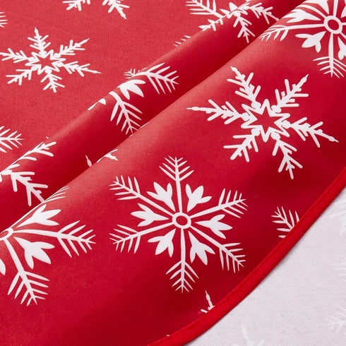 Violet Linen Decorative Christmas Snowflakes Design Red Tablecloths - 60" Round...